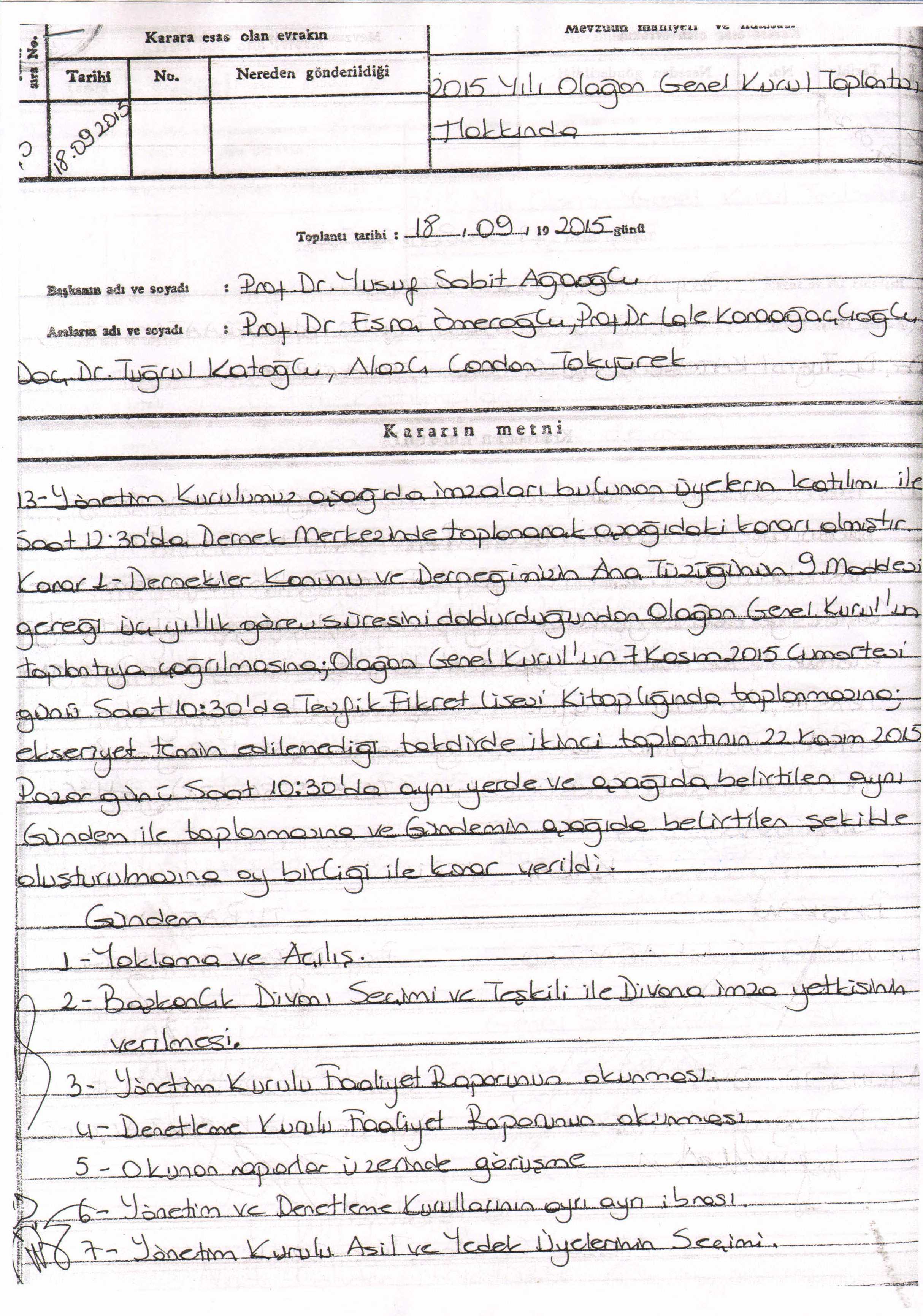 2015 Olağan Genel Kurul Kararı
