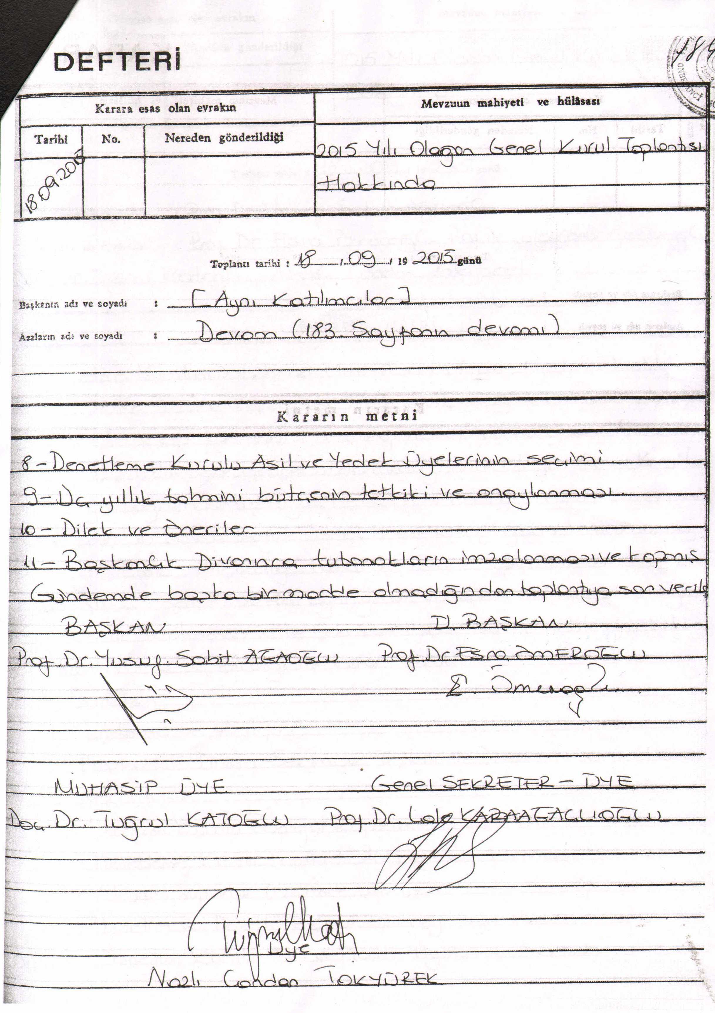 2015 Olağan Genel Kurul Kararı