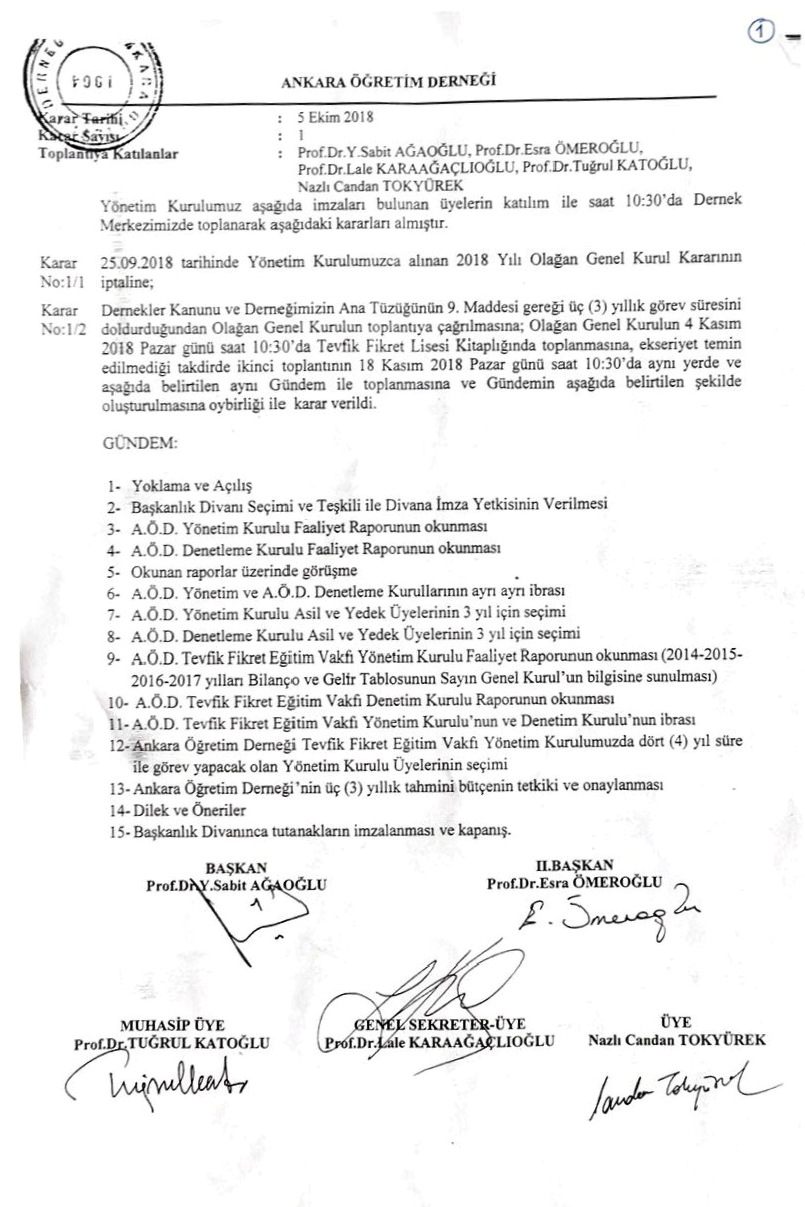 2018 Olağan Genel Kurul Kararı